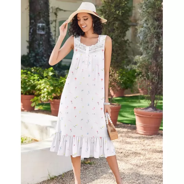 imageEkouaer Nightgowns for Women Sleeveless Night Gown Victorian Sleep Shirt with Pockets Ladies Pajamas Lace Trim SleepwearMulticolored Floral