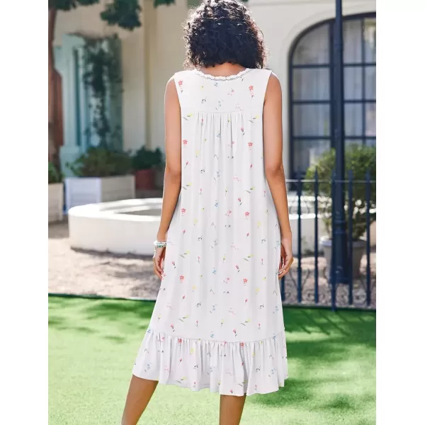 imageEkouaer Nightgowns for Women Sleeveless Night Gown Victorian Sleep Shirt with Pockets Ladies Pajamas Lace Trim SleepwearMulticolored Floral