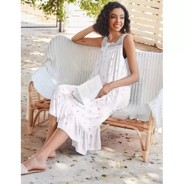 imageEkouaer Nightgowns for Women Sleeveless Night Gown Victorian Sleep Shirt with Pockets Ladies Pajamas Lace Trim SleepwearMulticolored Floral