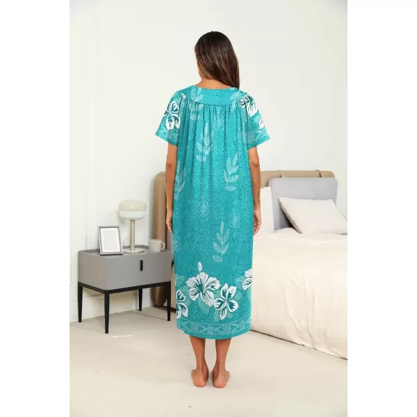 imageEkouaer Womens House Dress with Pockets Long Nightgowns for Women House Dress Pleated Front Moo Moos for Women SXXXLFloral Green