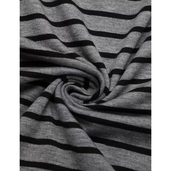 imageEkouaer Womens Nightgown Long Loungewear V Neck Nightshirt Sleepwear Full Length Sleepshirt with PocketsGrey Black Striped