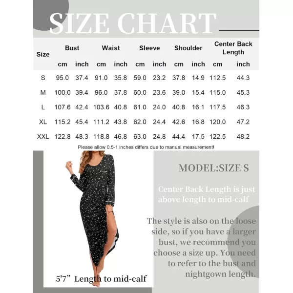 imageEkouaer Womens Nightgown Long Sleeve Nightgowns for Woman Sleep Dress Night Shirt Soft Full Length Sleepwear SXXLBlack Star