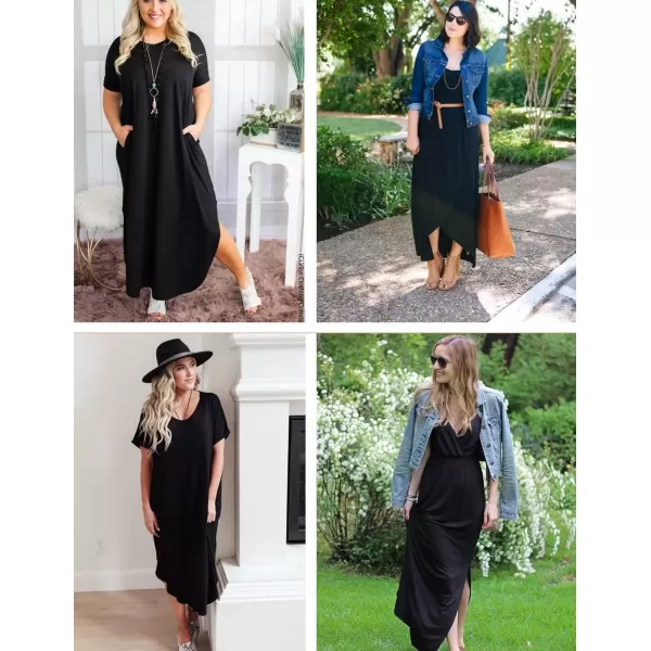 imageEkouaer Womens Nightgowns Long Sleepshirt Short Flare Sleeve Sleepwear Soft Night Shirts with Pockets M3XLBlack