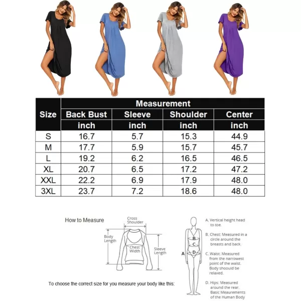imageEkouaer Womens Nightgowns Long Sleepshirt Short Flare Sleeve Sleepwear Soft Night Shirts with Pockets M3XLBohemian Blue