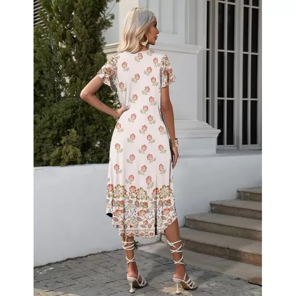 imageEkouaer Womens Nightgowns Long Sleepshirt Short Flare Sleeve Sleepwear Soft Night Shirts with Pockets M3XLBohemian Flowers
