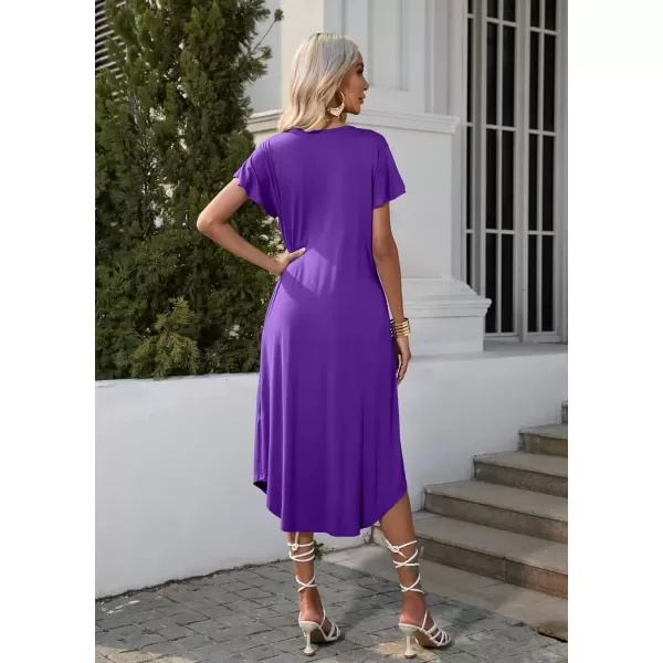 imageEkouaer Womens Nightgowns Long Sleepshirt Short Flare Sleeve Sleepwear Soft Night Shirts with Pockets M3XLPurple