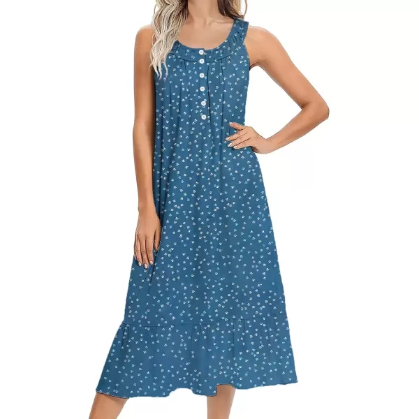imageEkouaer Womens Nightgowns Long Sleeveless Night gown with Pockets Soft Ladies NightdressDog Footprints