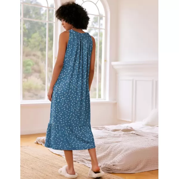 imageEkouaer Womens Nightgowns Long Sleeveless Night gown with Pockets Soft Ladies NightdressDog Footprints