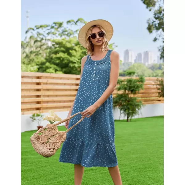 imageEkouaer Womens Nightgowns Long Sleeveless Night gown with Pockets Soft Ladies NightdressDog Footprints