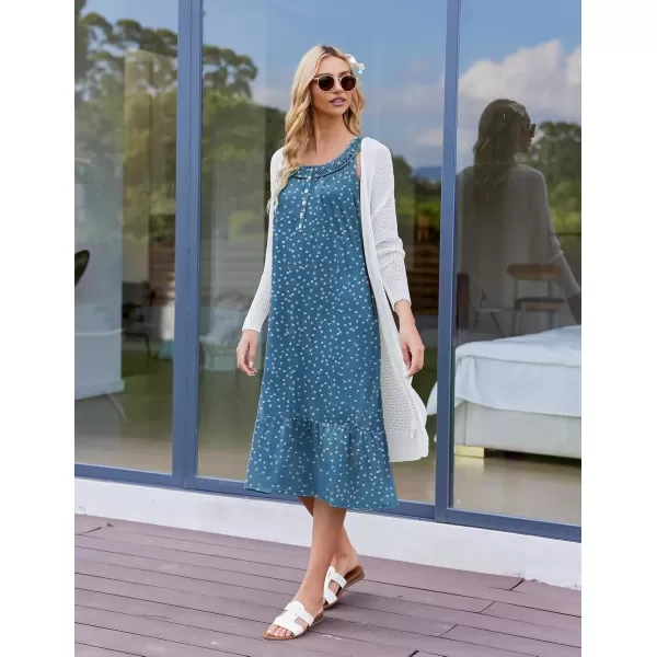 imageEkouaer Womens Nightgowns Long Sleeveless Night gown with Pockets Soft Ladies NightdressDog Footprints