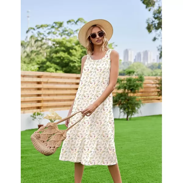 imageEkouaer Womens Nightgowns Long Sleeveless Night gown with Pockets Soft Ladies NightdressLeaf Yellow