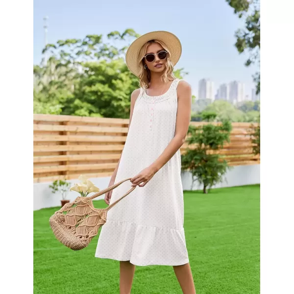 imageEkouaer Womens Nightgowns Long Sleeveless Night gown with Pockets Soft Ladies NightdressPink Dots