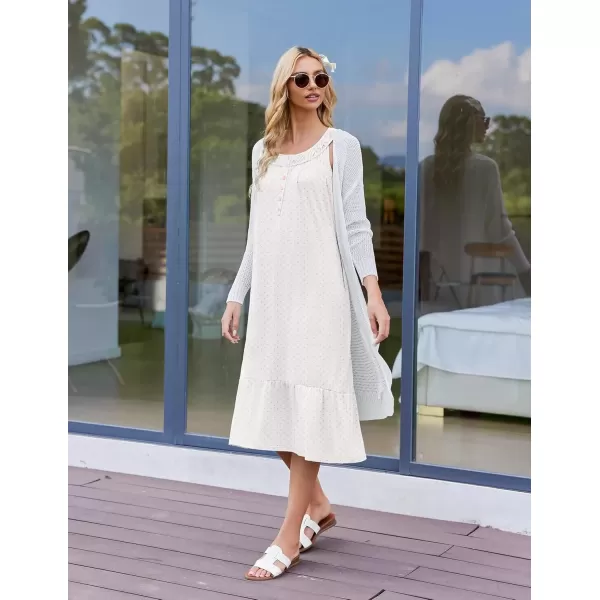 imageEkouaer Womens Nightgowns Long Sleeveless Night gown with Pockets Soft Ladies NightdressPink Dots