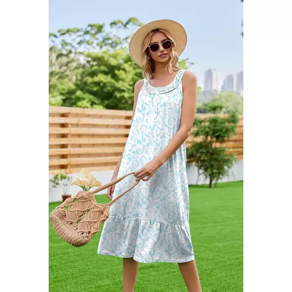 imageEkouaer Womens Nightgowns Long Sleeveless Night gown with Pockets Soft Ladies NightdressVine Blue