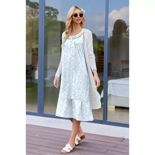 imageEkouaer Womens Nightgowns Long Sleeveless Night gown with Pockets Soft Ladies NightdressVine Blue