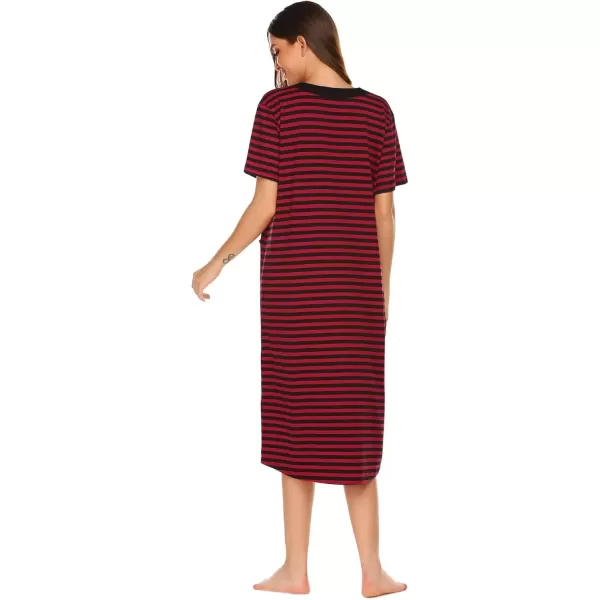 imageEkouaer Womens Zipper Front Long HousedressBlackred