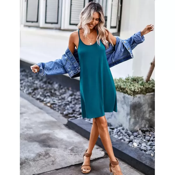 imageEkouaer 2 Pack Nightgown for Womens Nightshirt Sleepwear Sleep Tank Chemise Racerback Sleeveless Dress2 Packblue Green  Butterfly Print