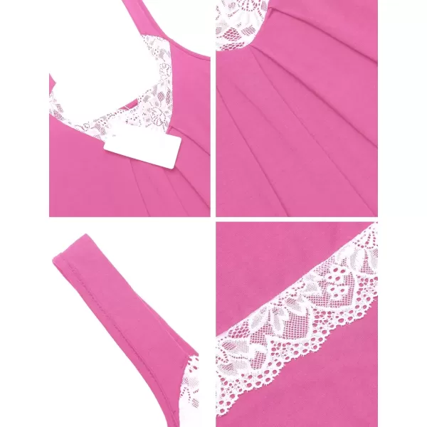 imageEkouaer Womens Nightgown Vneck Chemise Sleepwear Lace Nightwear Soft Lingerie for WomenPink