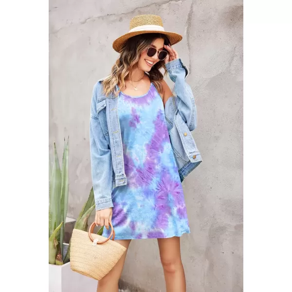 imageEkouaer Womens Racerback Sleeveless NightgownBlue Tie Dye