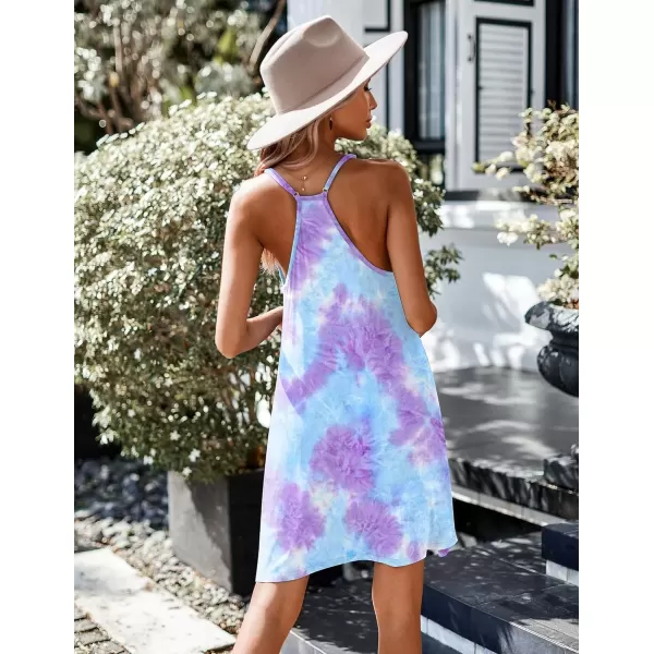 imageEkouaer Womens Racerback Sleeveless NightgownBlue Tie Dye