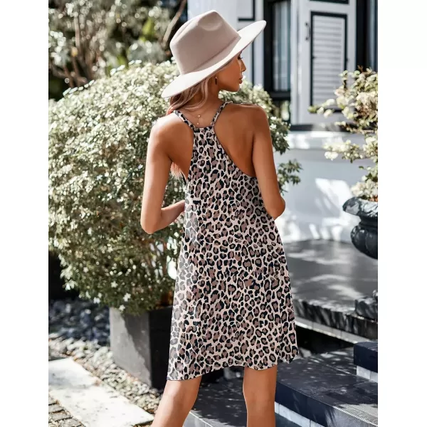 imageEkouaer Womens Racerback Sleeveless NightgownBrown Leopard