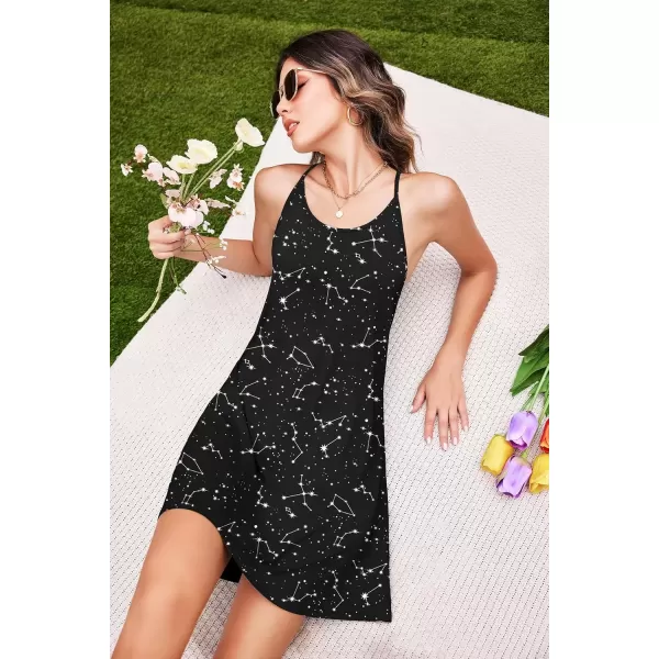 imageEkouaer Womens Racerback Sleeveless NightgownConstellation