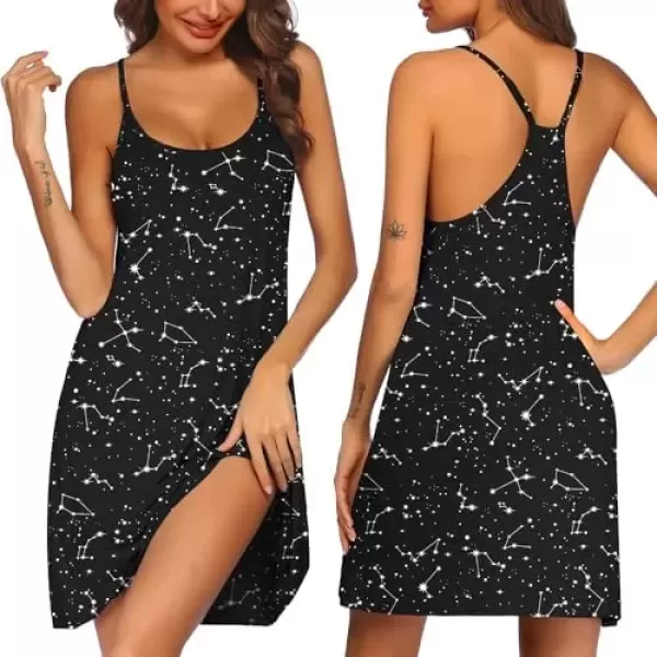 imageEkouaer Womens Racerback Sleeveless NightgownConstellation