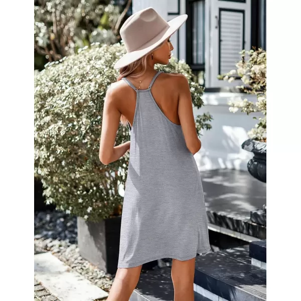 imageEkouaer Womens Racerback Sleeveless NightgownLight Grey