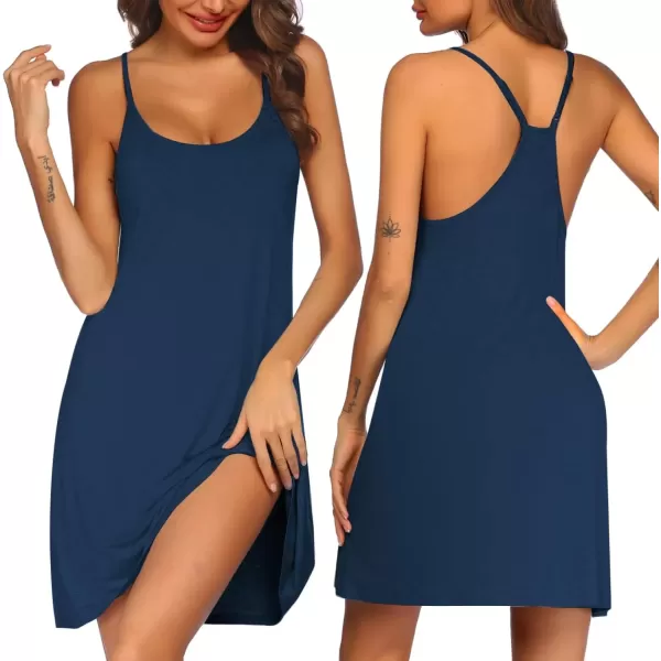 imageEkouaer Womens Racerback Sleeveless NightgownNavy