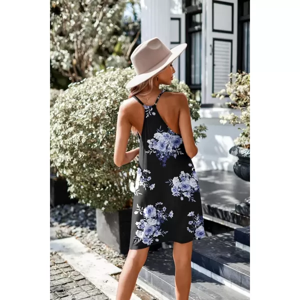 imageEkouaer Womens Racerback Sleeveless NightgownNavy Flower