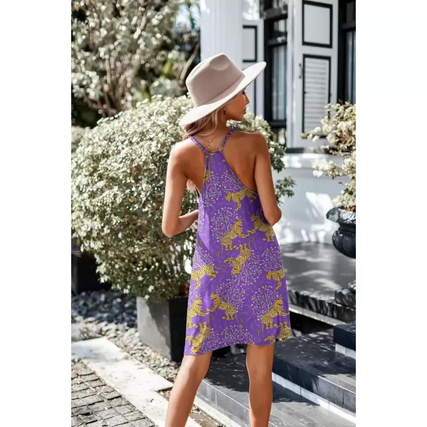 imageEkouaer Womens Racerback Sleeveless NightgownPurple Leopard
