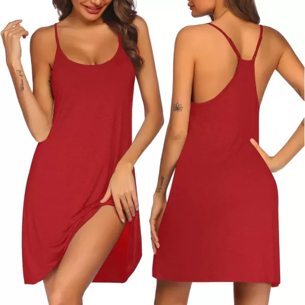 imageEkouaer Womens Racerback Sleeveless NightgownRed