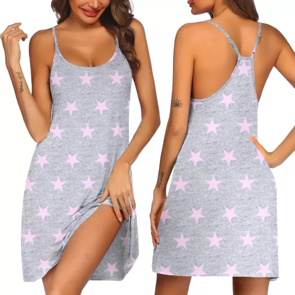 imageEkouaer Womens Racerback Sleeveless NightgownStars
