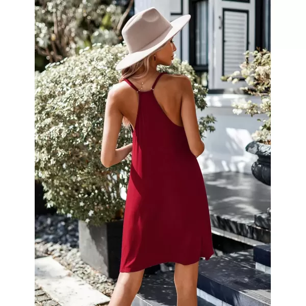 imageEkouaer Womens Racerback Sleeveless NightgownWine Red