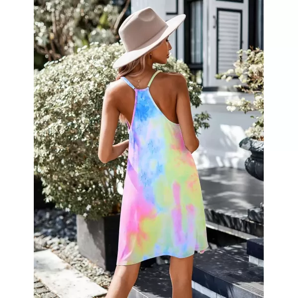 imageEkouaer Womens Racerback Sleeveless NightgownYellow Tie Dye