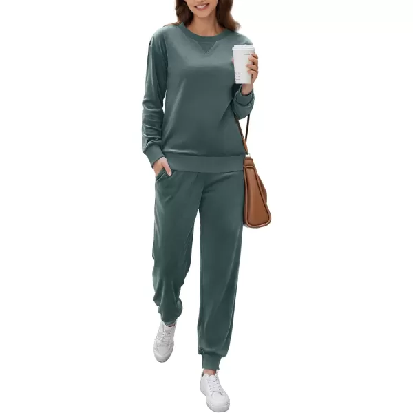 imageEkouaer Womens Pajamas Sets Velvet Long Sleeve Jogger Pjs Soft Sleepwear 2 Piece Lounge Sets Casual TracksuitsGray