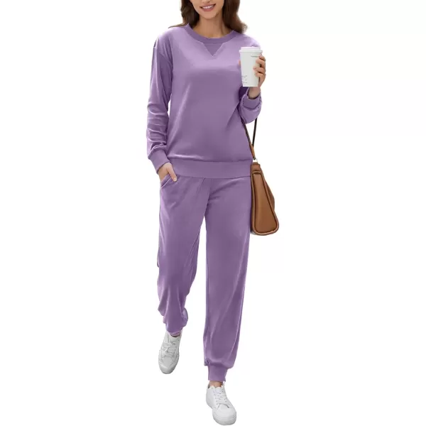 imageEkouaer Womens Pajamas Sets Velvet Long Sleeve Jogger Pjs Soft Sleepwear 2 Piece Lounge Sets Casual TracksuitsPurple