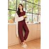 imageEkouaer Lounge Sets for Women 2 Piece Jogger Pajama Long Sleeve Pants Loungewear Sweatsuits Casual Matching OutfitsWine Red