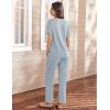 imageEkouaer Lounge Sets for Women Short Sleeve Top and Long Pants Ribbed Knit Pajama Set 2 Piece PJ Sets OutfitsBlue