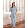 imageEkouaer Lounge Sets for Women Short Sleeve Top and Long Pants Ribbed Knit Pajama Set 2 Piece PJ Sets OutfitsBlue