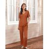 imageEkouaer Lounge Sets for Women Short Sleeve Top and Long Pants Ribbed Knit Pajama Set 2 Piece PJ Sets OutfitsBrick Red