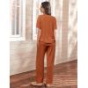 imageEkouaer Lounge Sets for Women Short Sleeve Top and Long Pants Ribbed Knit Pajama Set 2 Piece PJ Sets OutfitsBrick Red