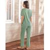 imageEkouaer Lounge Sets for Women Short Sleeve Top and Long Pants Ribbed Knit Pajama Set 2 Piece PJ Sets OutfitsGreen