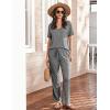 imageEkouaer Lounge Sets for Women Short Sleeve Top and Long Pants Ribbed Knit Pajama Set 2 Piece PJ Sets OutfitsGrey