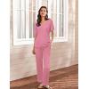 imageEkouaer Lounge Sets for Women Short Sleeve Top and Long Pants Ribbed Knit Pajama Set 2 Piece PJ Sets OutfitsHot Pink