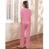 imageEkouaer Lounge Sets for Women Short Sleeve Top and Long Pants Ribbed Knit Pajama Set 2 Piece PJ Sets OutfitsHot Pink