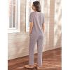 imageEkouaer Lounge Sets for Women Short Sleeve Top and Long Pants Ribbed Knit Pajama Set 2 Piece PJ Sets OutfitsLilac