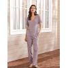 imageEkouaer Lounge Sets for Women Short Sleeve Top and Long Pants Ribbed Knit Pajama Set 2 Piece PJ Sets OutfitsLilac