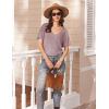 imageEkouaer Lounge Sets for Women Short Sleeve Top and Long Pants Ribbed Knit Pajama Set 2 Piece PJ Sets OutfitsLilac