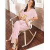imageEkouaer Lounge Sets for Women Short Sleeve Top and Long Pants Ribbed Knit Pajama Set 2 Piece PJ Sets OutfitsPink
